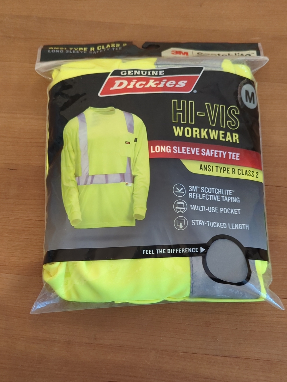 Genuine Dickies Hi-Vis Long Sleeve Work Tee - Neon Yellow M New